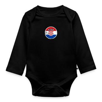 Croatie Vintage Croatie Croatie Drapeau Croatie - Body Bébé bio manches longues - noir - Devant