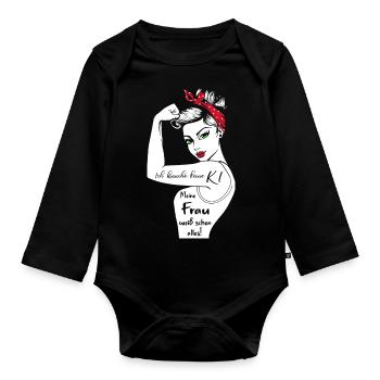 Ich brauche keine KI meine Frau weiß schon alles - Baby Bio-Langarm-Body - Schwarz - Vorne