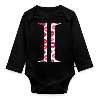 Buchstabe i Küsse - Baby Bio-Langarm-Body - Schwarz - Vorne
