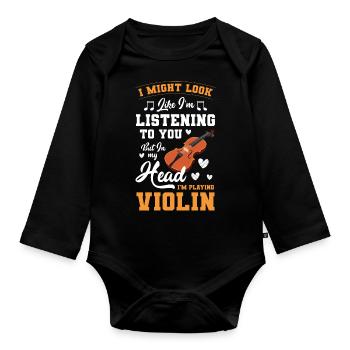 Violin, Instrument, Classical, String Instrument - Organic Longsleeve Baby Bodysuit - black - Front