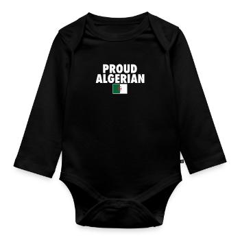 Proud Algerian Algerien Algerische Flagge Algerier - Baby Bio-Langarm-Body - Schwarz - Vorne
