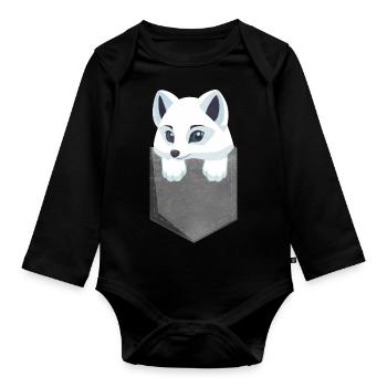 Niedliches Polarfuchs-Geschenk - Baby Bio-Langarm-Body - Schwarz - Vorne