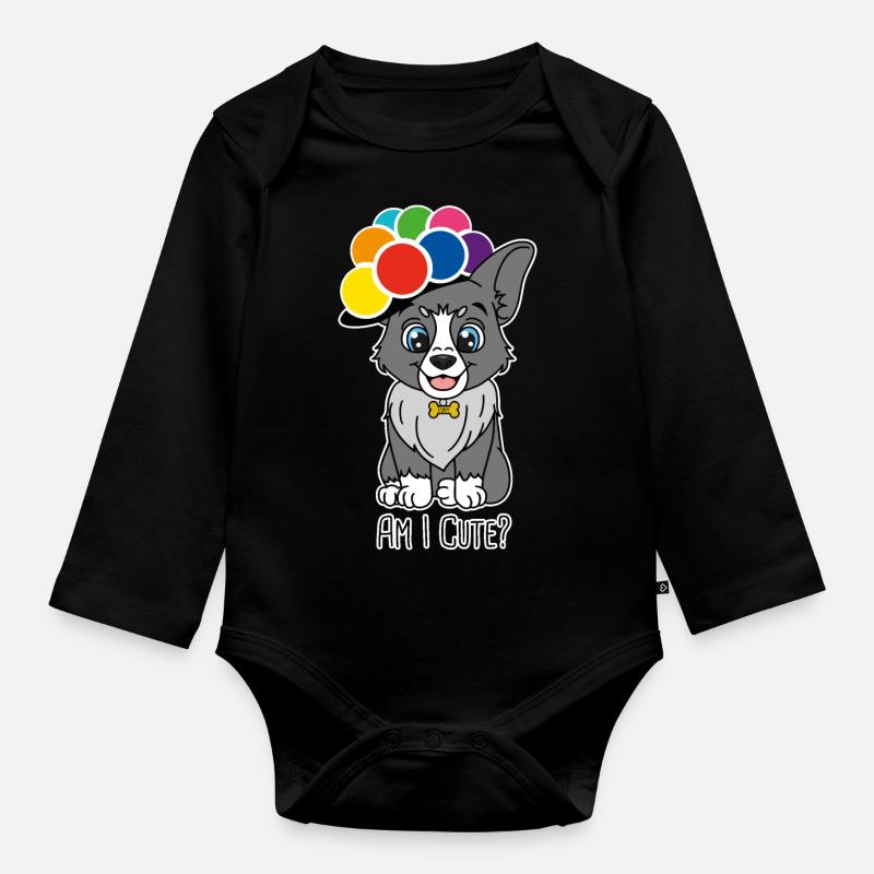 Hund - Baby Bio-Langarm-Body - Schwarz