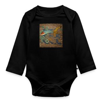 Koi carp,koi, carp,japanese, kawaii - Organic Longsleeve Baby Bodysuit - black - Front