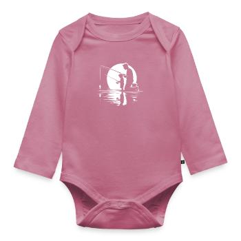 Papa und Sohn angeln gemeinsam - Baby Bio-Langarm-Body - Mauve - Vorne