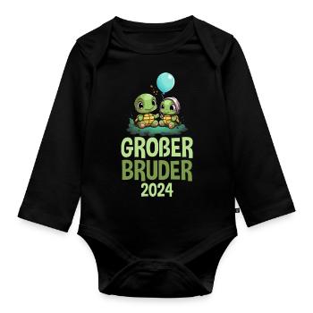 Big Brother 2024 Turtles Pregnancy - Organic Longsleeve Baby Bodysuit - black - Front