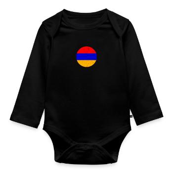 Armenien Vintage Armenische Flagge Armenier - Baby Bio-Langarm-Body - Schwarz - Vorne