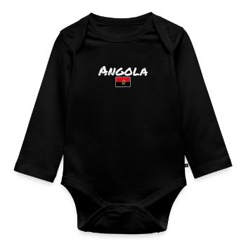 Angola Vintage drapeau angolais angolais - Body Bébé bio manches longues - noir - Devant
