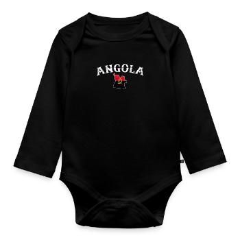 Angola Vintage Carte Angola drapeau angolais - Body Bébé bio manches longues - noir - Devant