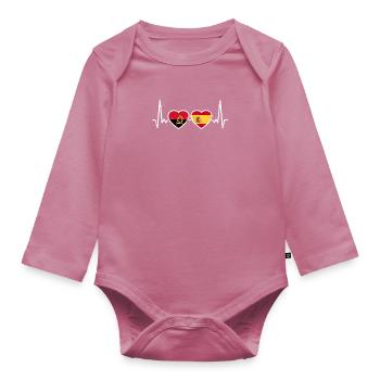 Angola Espagne Vintage Heartbeat drapeau angolais - Body Bébé bio manches longues - mauve - Devant