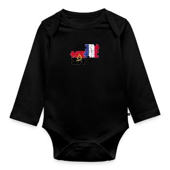 Angola France Vintage Drapeau Angolais - Body Bébé bio manches longues - noir - Devant