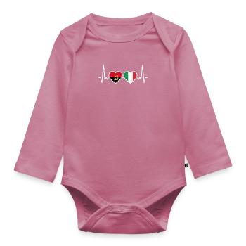 Angola Italie Vintage Heartbeat drapeau angolais - Body Bébé bio manches longues - mauve - Devant
