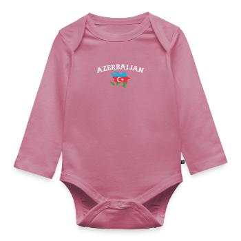 Azerbaïdjan Vintage carte drapeau de l’Azerbaïdjan - Body Bébé bio manches longues - mauve - Devant