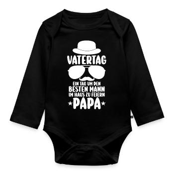 Vater Vatertag Papa - Baby Bio-Langarm-Body - Schwarz - Vorne
