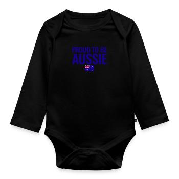 Fier d’être australien Australie Drapeau australien - Body Bébé bio manches longues - noir - Devant