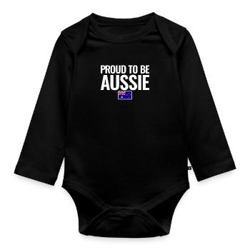 Fier d’être australien Australie Drapeau australien - Body Bébé bio manches longues - noir - Devant