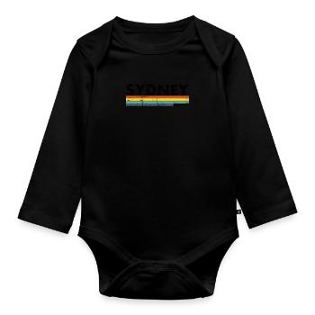 Sydney Australia Retro Australien Vintage - Organic Longsleeve Baby Bodysuit - black - Front