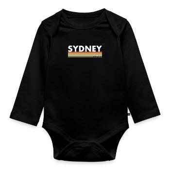 Sydney Australia Retro Australien Australische - Baby Bio-Langarm-Body - Schwarz - Vorne
