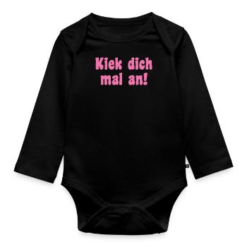 Model Saying Berlin - Organic Longsleeve Baby Bodysuit - black - Front
