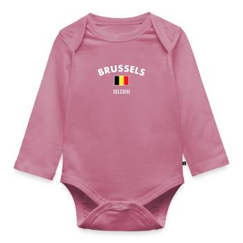 Bruxelles Belgique Belgique Drapeau belge - Body Bébé bio manches longues - mauve - Devant