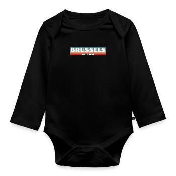 Brussels Belgium Belgium Retro Belgian Belgians - Organic Longsleeve Baby Bodysuit - black - Front