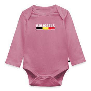 Bruxelles Belgique Belgique Drapeau belge - Body Bébé bio manches longues - mauve - Devant
