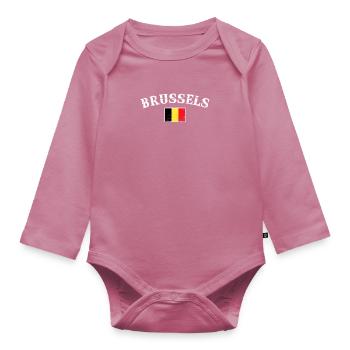 Bruxelles Belgique Vintage Belgique Drapeau Belge - Body Bébé bio manches longues - mauve - Devant