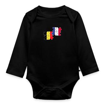 Belgique France Drapeau Belgique - Body Bébé bio manches longues - noir - Devant