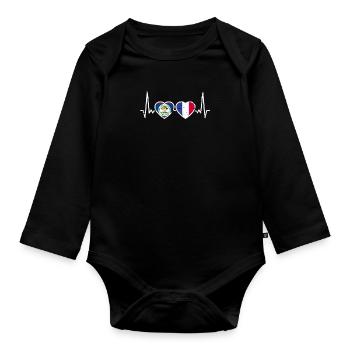 Belize France Vintage Heartbeat Flag - Body Bébé bio manches longues - noir - Devant