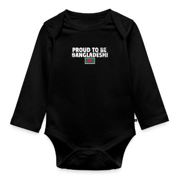 Fier d’être bangladais Vintage Bangladeshi Drapeau - Body Bébé bio manches longues - noir - Devant