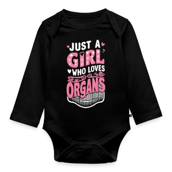 Cadeau d’orgue à tuyaux - Body Bébé bio manches longues - noir - Devant