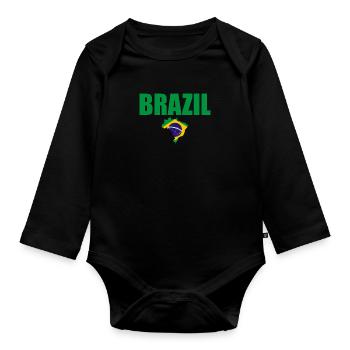 Brésil Carte Brésil Drapeau brésilien - Body Bébé bio manches longues - noir - Devant
