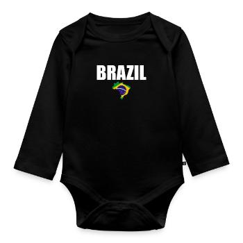 Carte Brésil Brésil Drapeau brésilien - Body Bébé bio manches longues - noir - Devant
