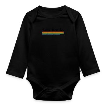 São Paulo Brazil Vintage Retro Brazilian - Organic Longsleeve Baby Bodysuit - black - Front