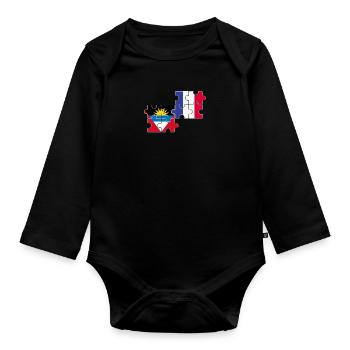 Antigua-et-Barbuda France Drapeau Antigua - Body Bébé bio manches longues - noir - Devant
