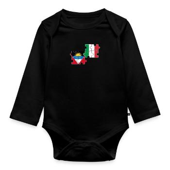 Antigua-et-Barbuda Italie Drapeau Antigua - Body Bébé bio manches longues - noir - Devant