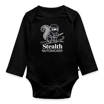 Ninja Squirrel - Organic Longsleeve Baby Bodysuit - black - Front