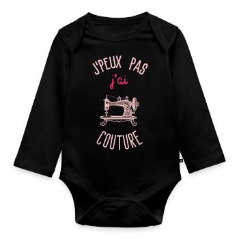 Ich kann nicht nähen - Baby Bio-Langarm-Body - Schwarz - Vorne