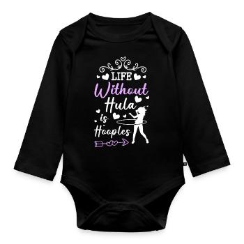 Hulahoop Sport Abnehmen Fit - Baby Bio-Langarm-Body - Schwarz - Vorne