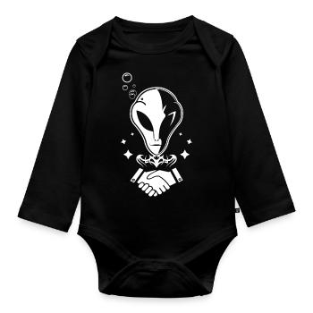 Alien Friendship - Extraterrestrial - Organic Longsleeve Baby Bodysuit - black - Front