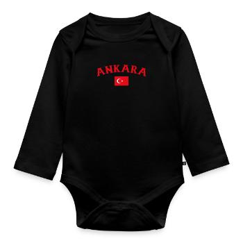 Ankara Turkey Turkey Turkish Flag Turk - Organic Longsleeve Baby Bodysuit - black - Front