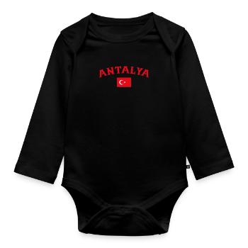 Antalya Turkey Turkey Turkish Flag Turk - Organic Longsleeve Baby Bodysuit - black - Front