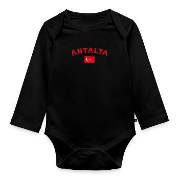 Antalya Turkey Vintage Turkey Turkish Flag - Organic Longsleeve Baby Bodysuit - black - Front