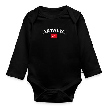Antalya Turkey Turkey Turkish Flag Turk - Organic Longsleeve Baby Bodysuit - black - Front