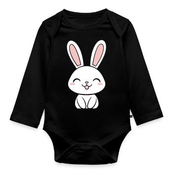 Petit bébé lapin - Body Bébé bio manches longues - noir - Devant