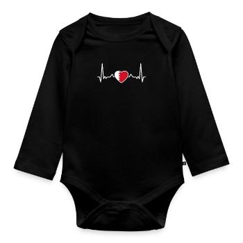 Bahrain Herzschlag Bahrainische Flagge Bahraini - Baby Bio-Langarm-Body - Schwarz - Vorne