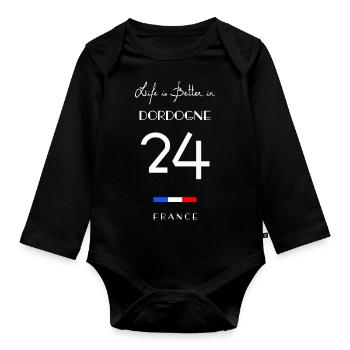 La vie est meilleure à DORDOGNE Numéro 24 Périgord - Body Bébé bio manches longues - noir - Devant