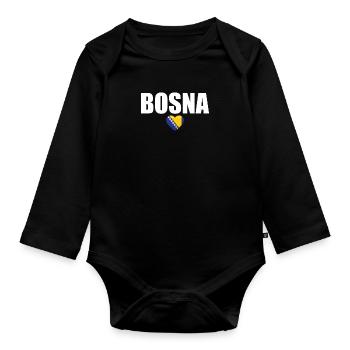 Bosna Bosnie Drapeau bosniaque Bosniaques - Body Bébé bio manches longues - noir - Devant