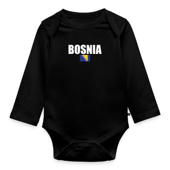 Bosnie Bosnie Drapeau bosniaque Bosniaques - Body Bébé bio manches longues - noir - Devant