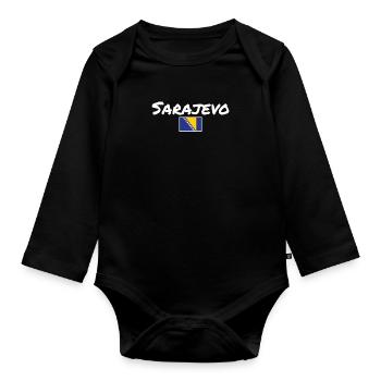 Sarajevo Bosnie Vintage Drapeau bosniaque - Body Bébé bio manches longues - noir - Devant
